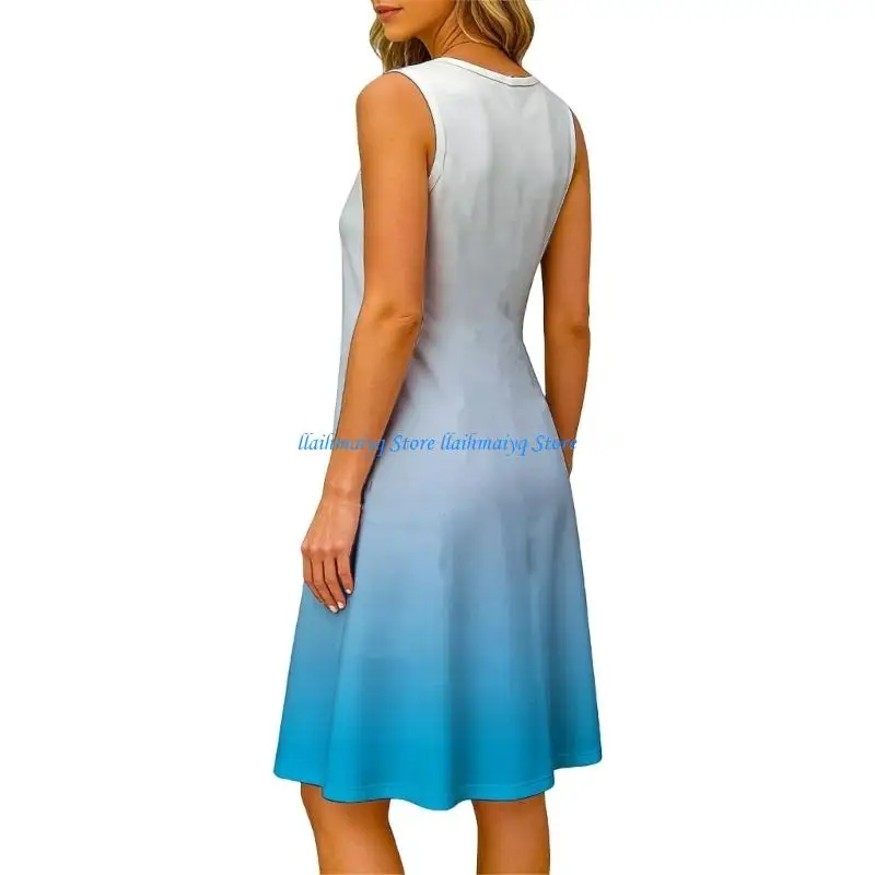 

573B Sleeveless dress, women's casual, stylish, off-shoulder, elegant floral print flowy dress