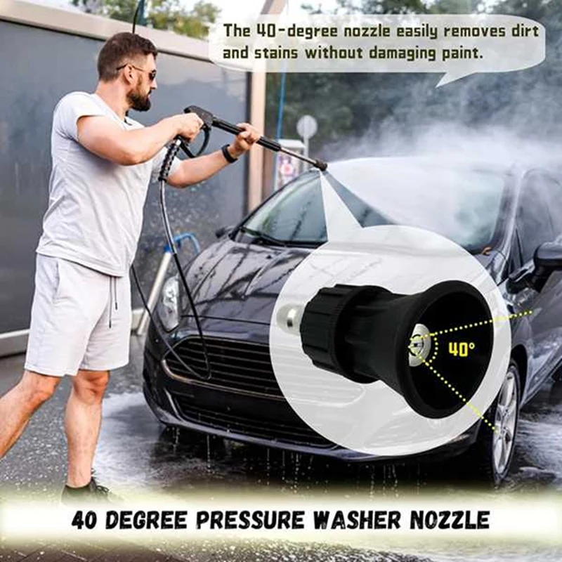 

1/4 Quick Connect 40 Degree Pressure Washer Nozzle Guard Stainless Steel Pressure Washer Nozzle High-Efficiency Cleaning-A23R