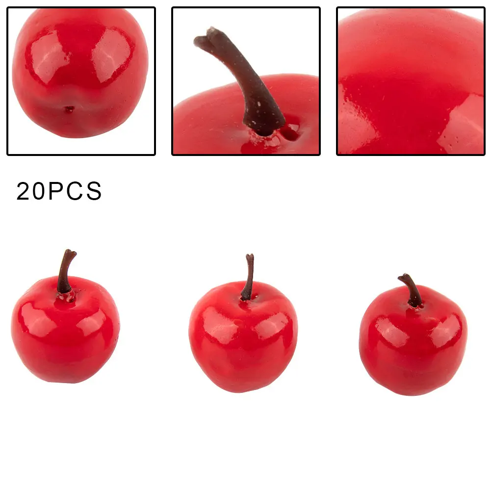 20pcs Plastic Artificial-Apples Fruits Lifelike Kitchen Realistic Fake Fruit Home Decor Simulation Red Green Festive Decoration