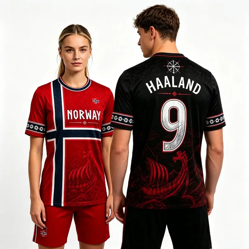 3D Vintage Viking Ship Print Soccer Jersey Nordic Dragon Texture HAALAND No.9 Breathable Short Sleeve Unisex Fan Football Top