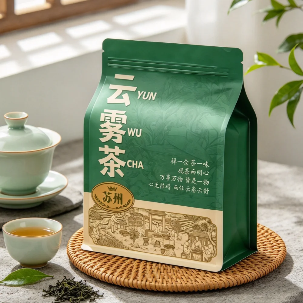 China Xinyang Maojian, Taiping Houkui Green Tea Set Zipper Bag Anji White Tea Universal Rectangular Tea Can Packaging