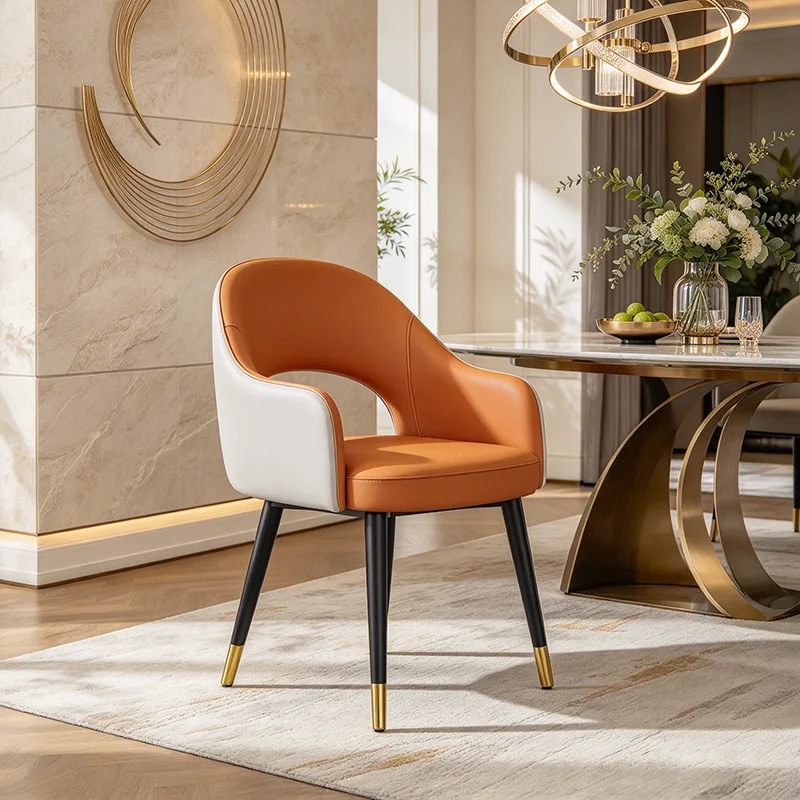Modren Luxury Dining Chairs With Armrest Leg Protector Living Room Nordic Dining Chairs Ergonomic Designer Chaises Furniture