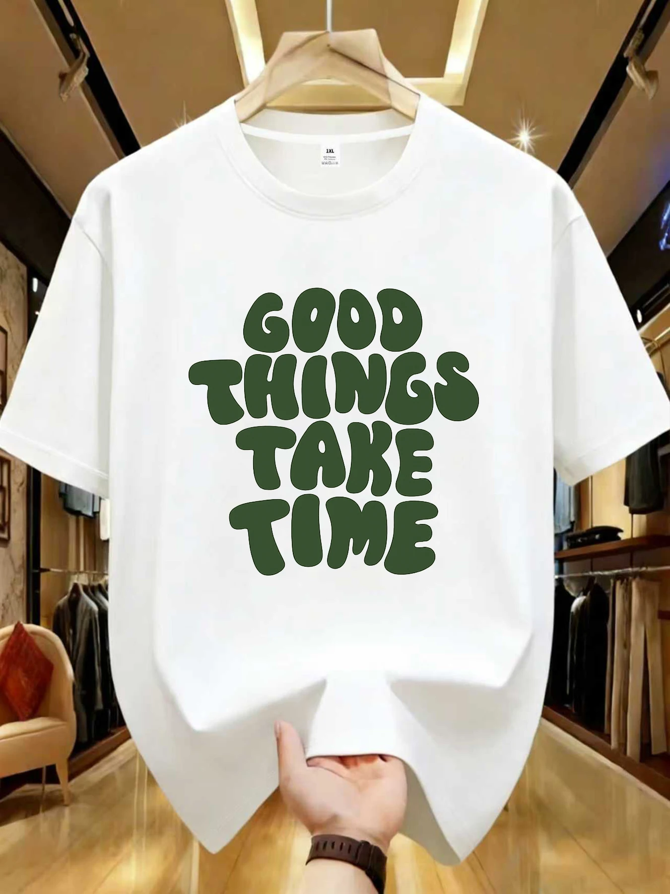 

【WZM1021386】Женская футболка больших размеров с креативным буквенным принтом, круглым вырезом, летняя, повседневная, с короткими рукавами, в уличном стиле, универсальная.