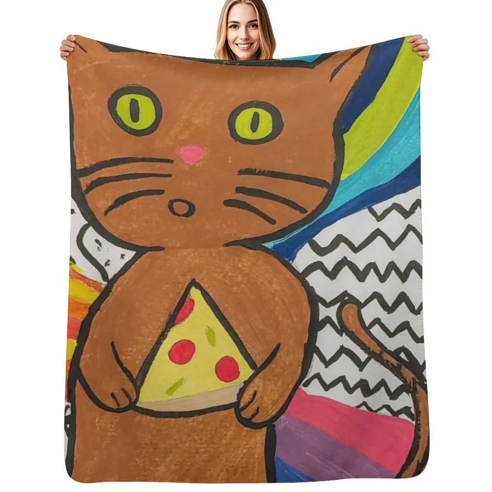 

Pizza please Throw Blanket Thermals For Travel Sofas Thins Beach Blankets