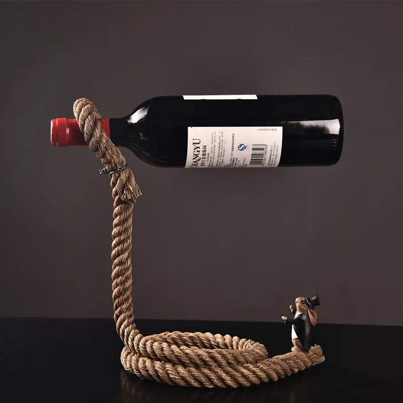 Creative Chain Rope Wine Rack Living Room Dining Room Barware Decoration Art Ornament Wine Bottle Storage Home Decoration