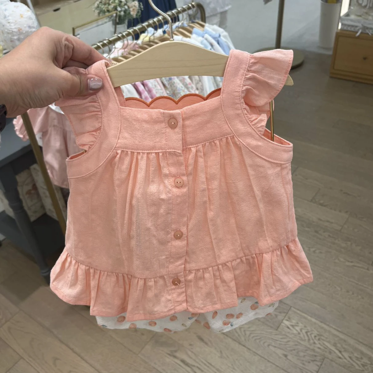 Cotton Linen Pants Set Summer Style Girls Baby Doll Top with Flying Sleeves And Lace Hem Korean Version Children's Clothing