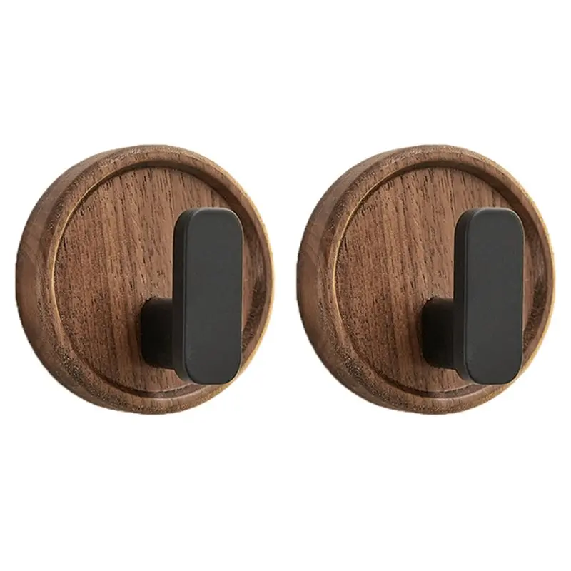 Happy New- Rustproof Wooden Robe Hook Clothes Coat Hanger New Style Walnut Household Decoration Towel Hook Bathroom Accessories