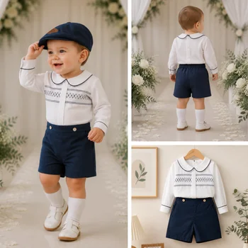 Baby Boy Smocked Shirt Set 1