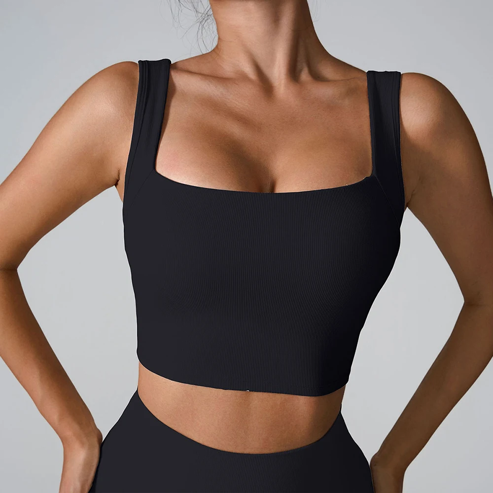 Gilet de Yoga sans couture Push Up beau Sport débardeur Sexy soutien-gorge de Sport décontracté femme haut Corset côtelé sous-vêtements de Sport vêtements de Sport