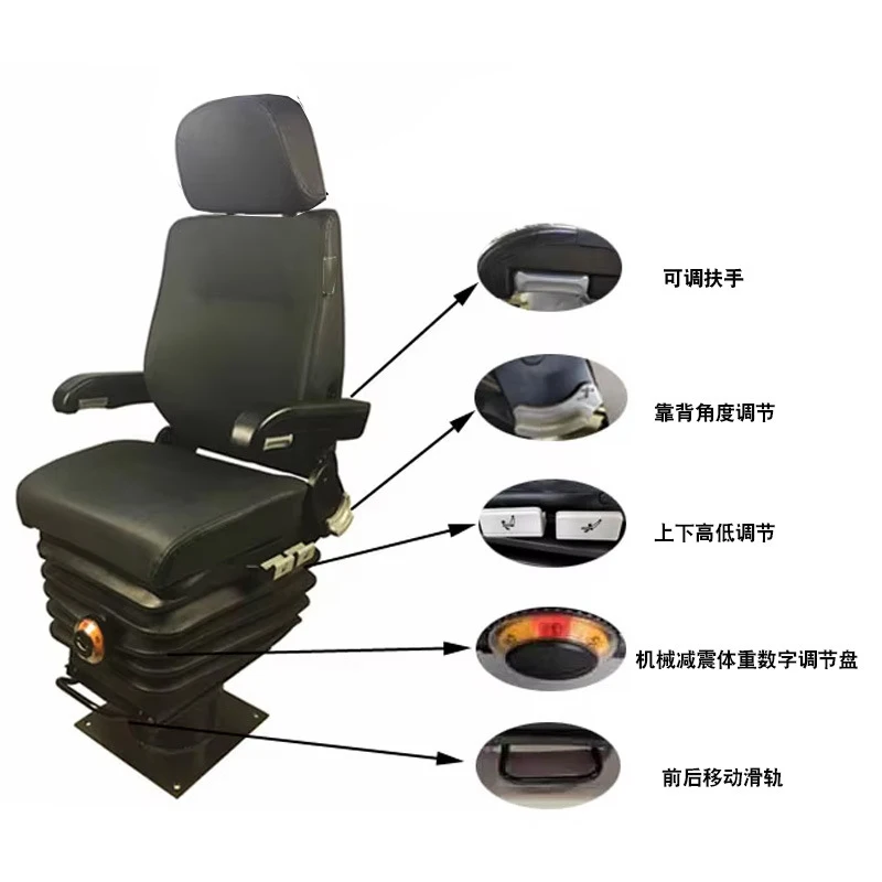 

Linked port gate operator seat Construction machinery shock-absorbing seat Driver's cabin seat, locomotive lift and shock-absorb