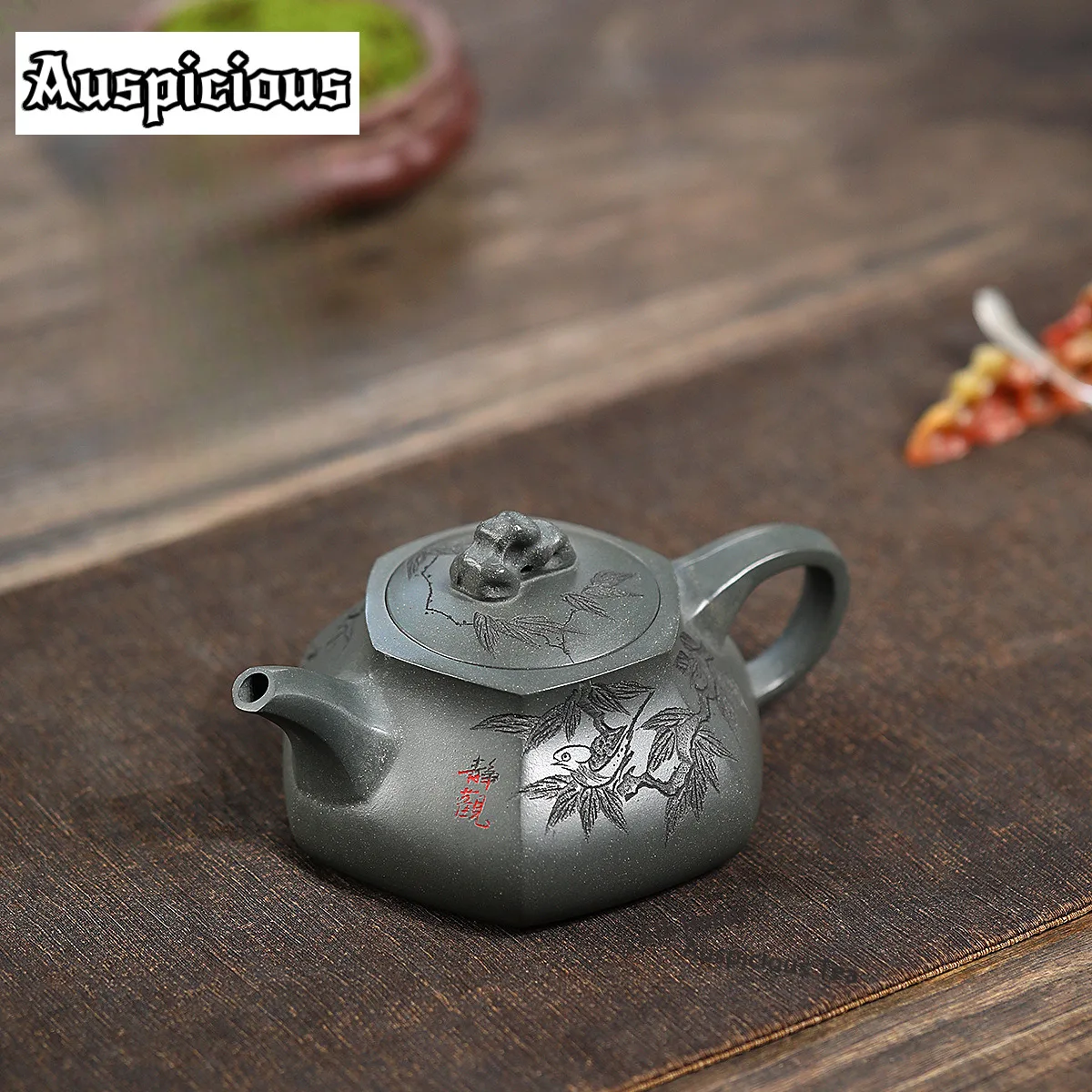 275ml Yixing Purple Clay Teapots Handmade Hexagon Pot Raw Ore Cyan Section Mud Tea Maker Kettle With Strainer Zisha Tea Set Gift
