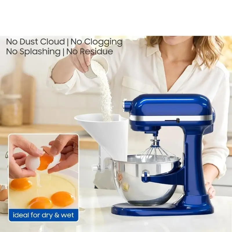 Dispensador harina D0AB, práctico embudo harina, máquina mezcladora eficiente, accesorio para electrodomésticos cocina,
