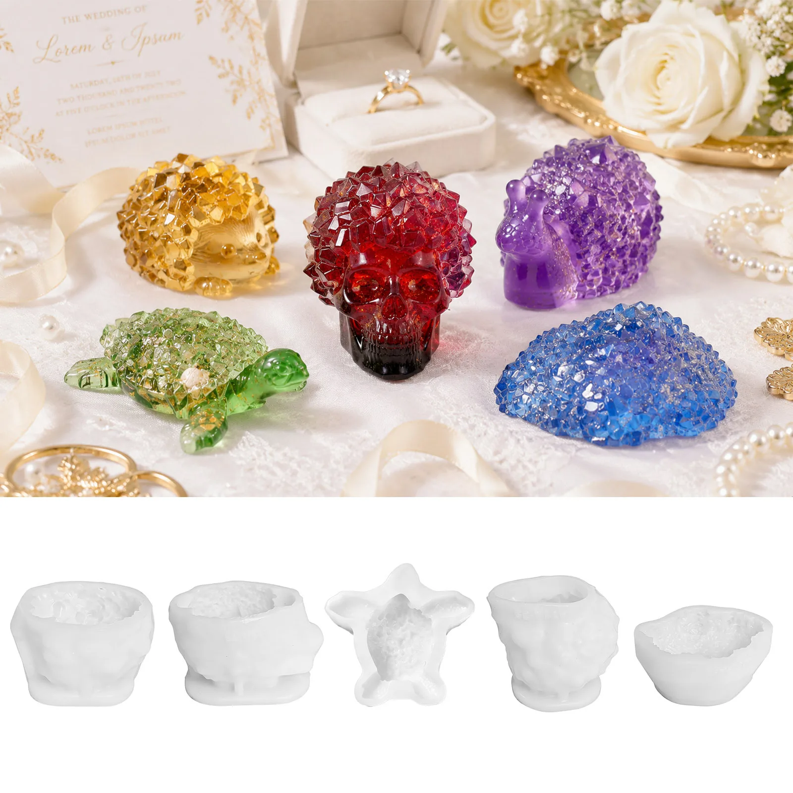 3D Diamond Animal Silicone Mold DIY Turtle Snail Key Chains Bag Hanging Decoration Epoxy Resin Mold Candle Molds