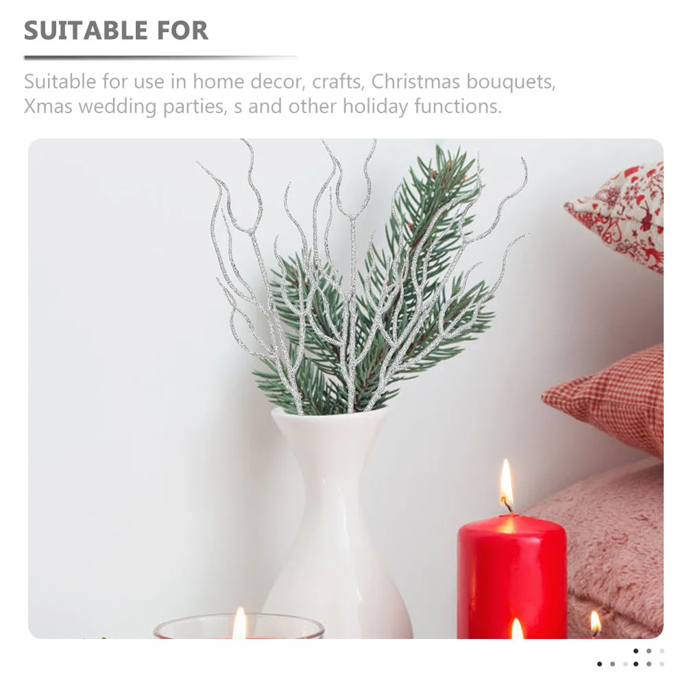 

20 Pcs Decoration of Vine Leaves Glitter Christmas Twigs Withered Branches Vase Filler Pe