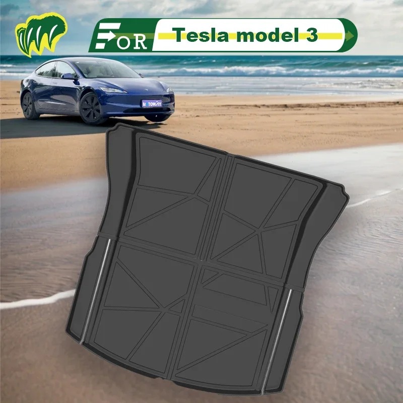 For Tesla model 3 18 19 20 21 2022 2017-2023 Custom Fit Car Trunk Mat All Season Cargo Mat 3D Shape Laser Measured Trunk Liner