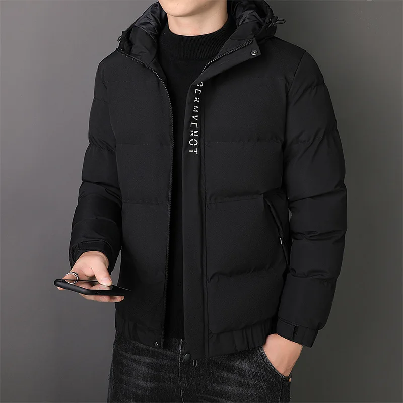 Winter New Fashion Men's Solid Color Simple Basic Casual Trendy Loose Daily Thicken Hooded Quilted Coats Male Parkas Clothes