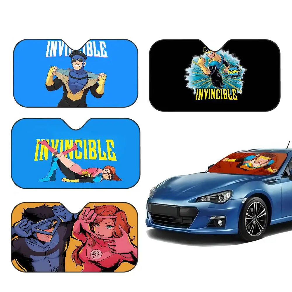 Animation I-Invincible Car Sunshade Shield Windshield Window Sun Blocker Cover Interior Protection for Truck SUV Visor Universal