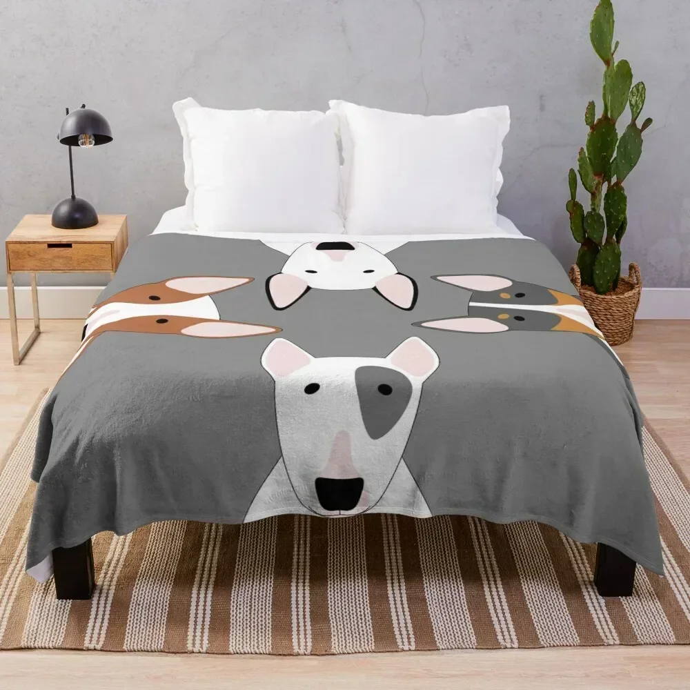 Bull Terrier Squad Throw Blanket Cozy Sofa Blanket for TV Watching Napping