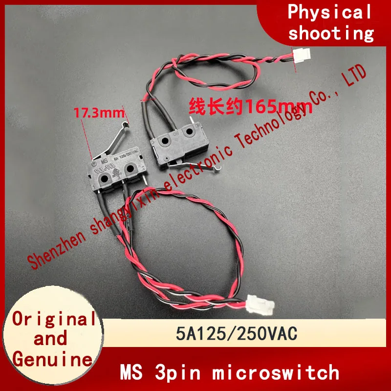 

Оригинальный микропереключатель MS 5A125V, 3-контактный нормально разомкнутый с кабелем 165 мм, 46-501986, сертификация UL VDE