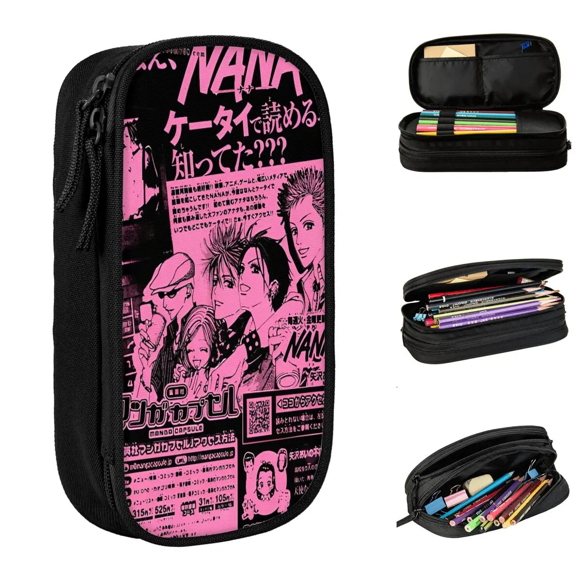 Nana Inspired Anime Pays l Case, Osaki Kawaii Cartoon Pays l Powder Pen for Student, Big Capacity Bag, School Staacquering