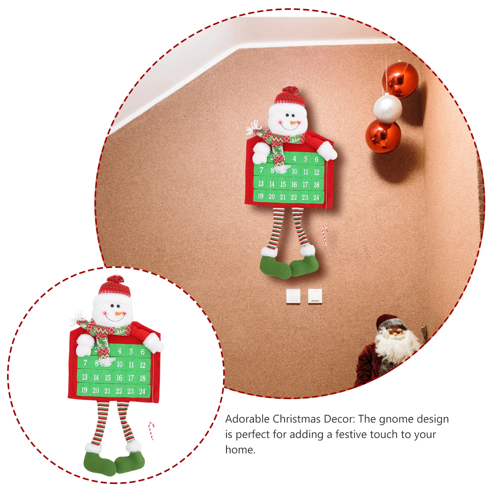 

1pc Christmas Advent Calendar Hanging Xmas Door Pendant Wall Decorative Calendar Party Holiday Decoration Pp Cotton