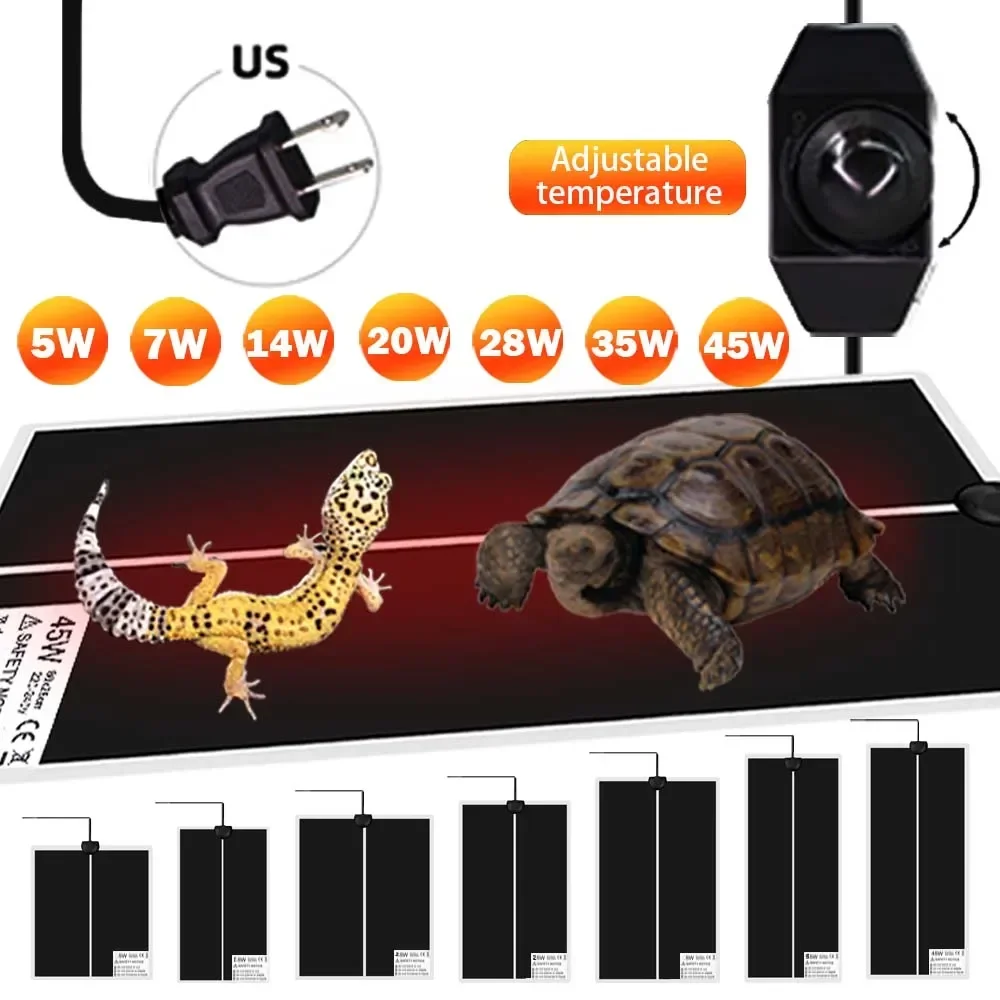 

110V 5W-45W US Plug Terrarium Reptiles Heat Mat Adjustable Temperature Controller Heating Warm Pads for Pet Supplies Accessories