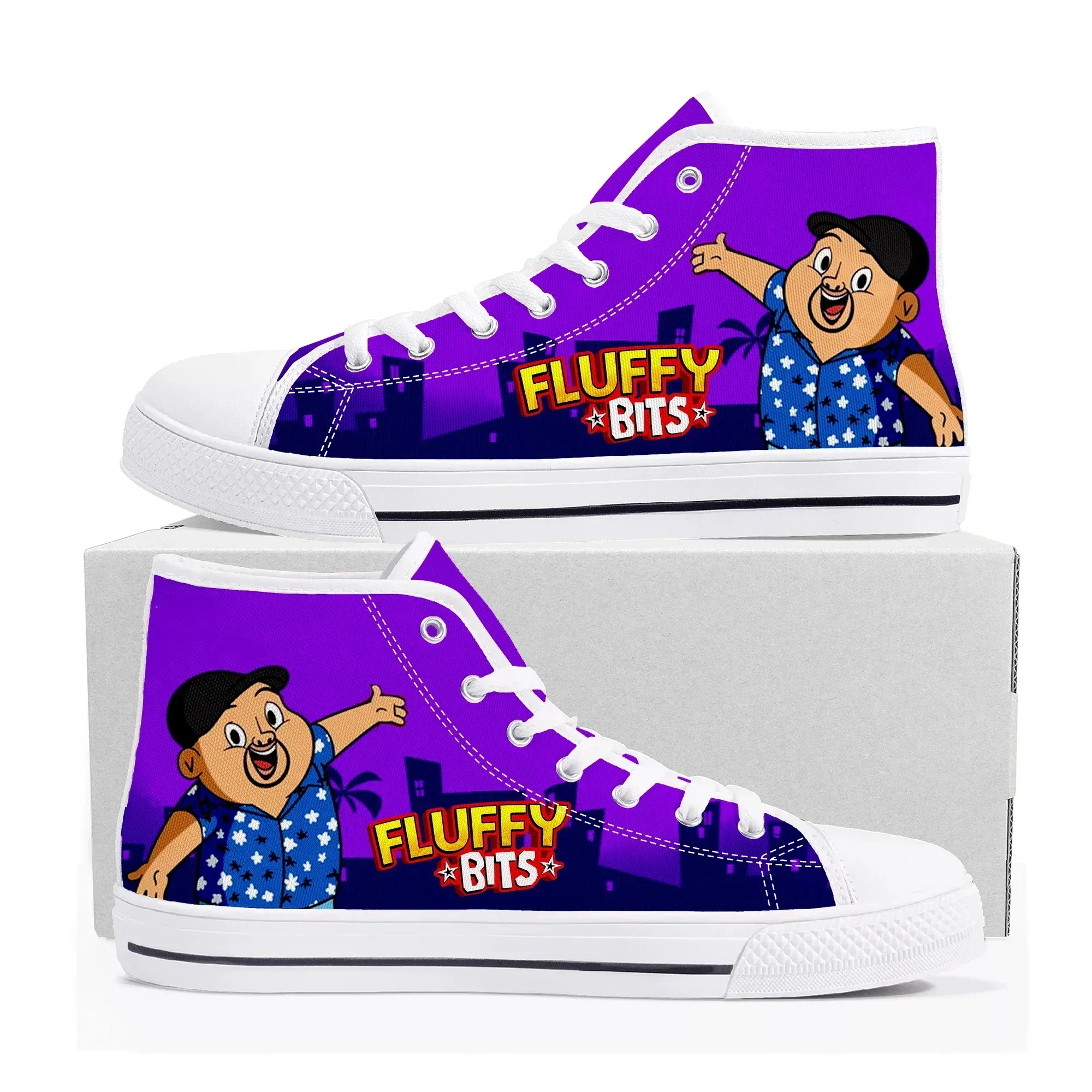 Fluffy Bits High Top Sneakers Mens Women High Quality Canvas Sneaker Anime Cartoon Comics Manga Couple Customized Shoes