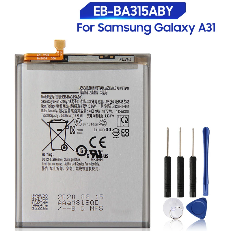 Replacement Battery EB-BA315ABY For Samsung Galaxy A31 2020 Version A32 Active Rechargeable Phone Battery 4000mAh