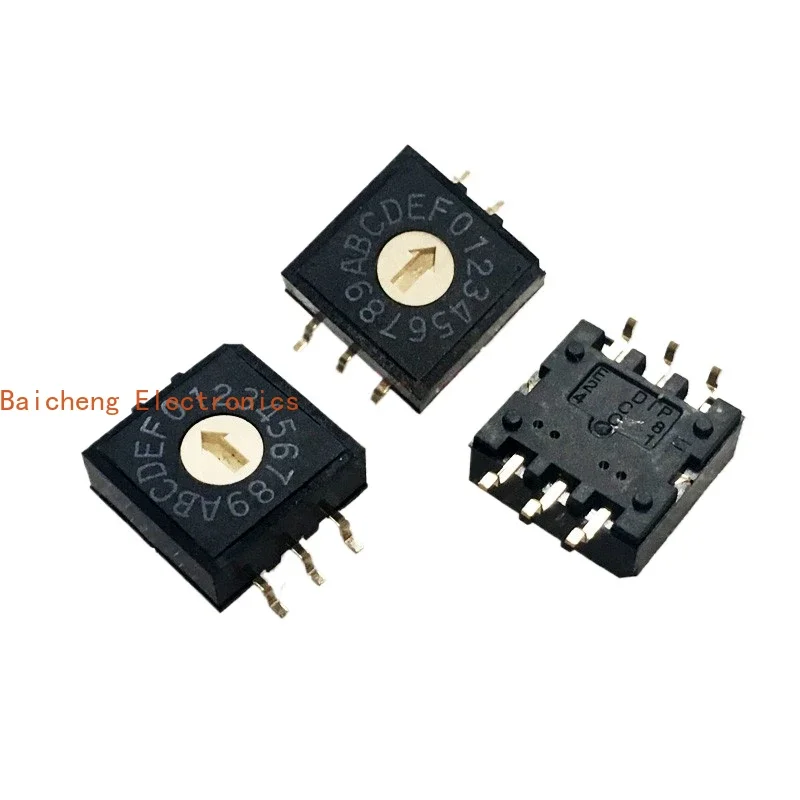 10PCS RM3AF-16R-V Digital 3:3 Surface mount Foot Rotary Coding Switch 0-9 A-F Positive Ring Code