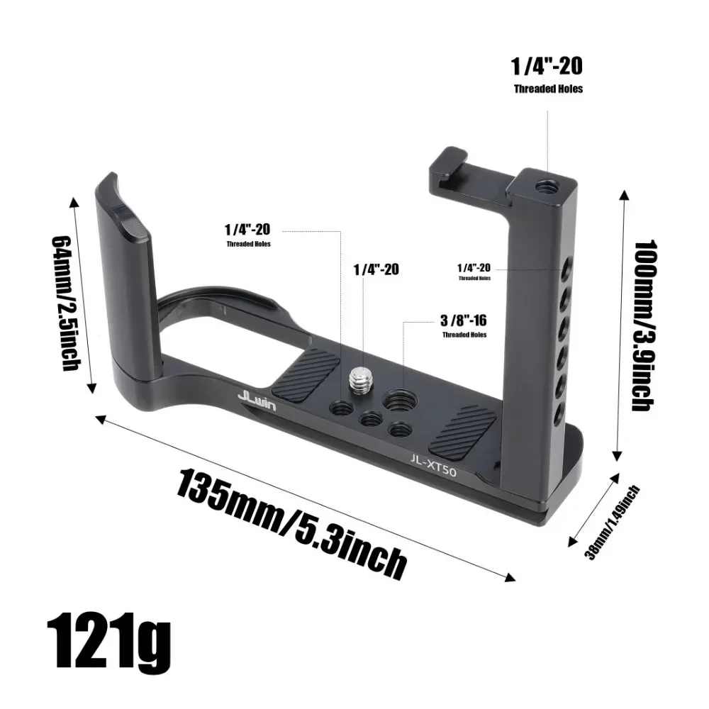 XT50 aleación jaula de conejo plataforma mango brazo soporte estabilizador hotshoe para fujifilm X-T50 cámara vídeo led micrófono trípode