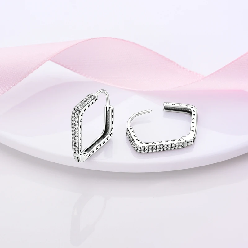 925 Sterling Silver Earrings Women Sparkling Double Row Pave Diamond Hoop Earring For Anniversary Wedding Jewelry Gifts