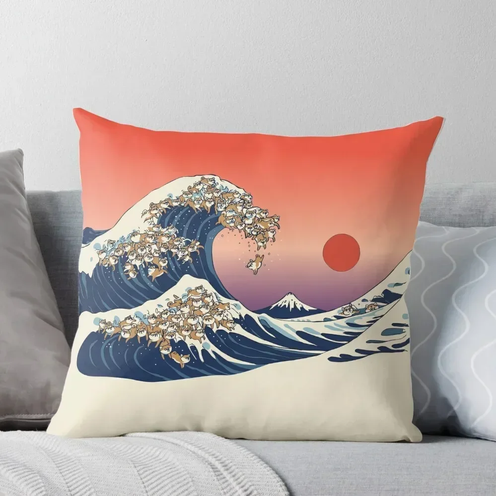 

The Great Wave of Shiba Inu Throw Pillow Cushions Home Decor luxury home accessories luxury sofa pillows pillow