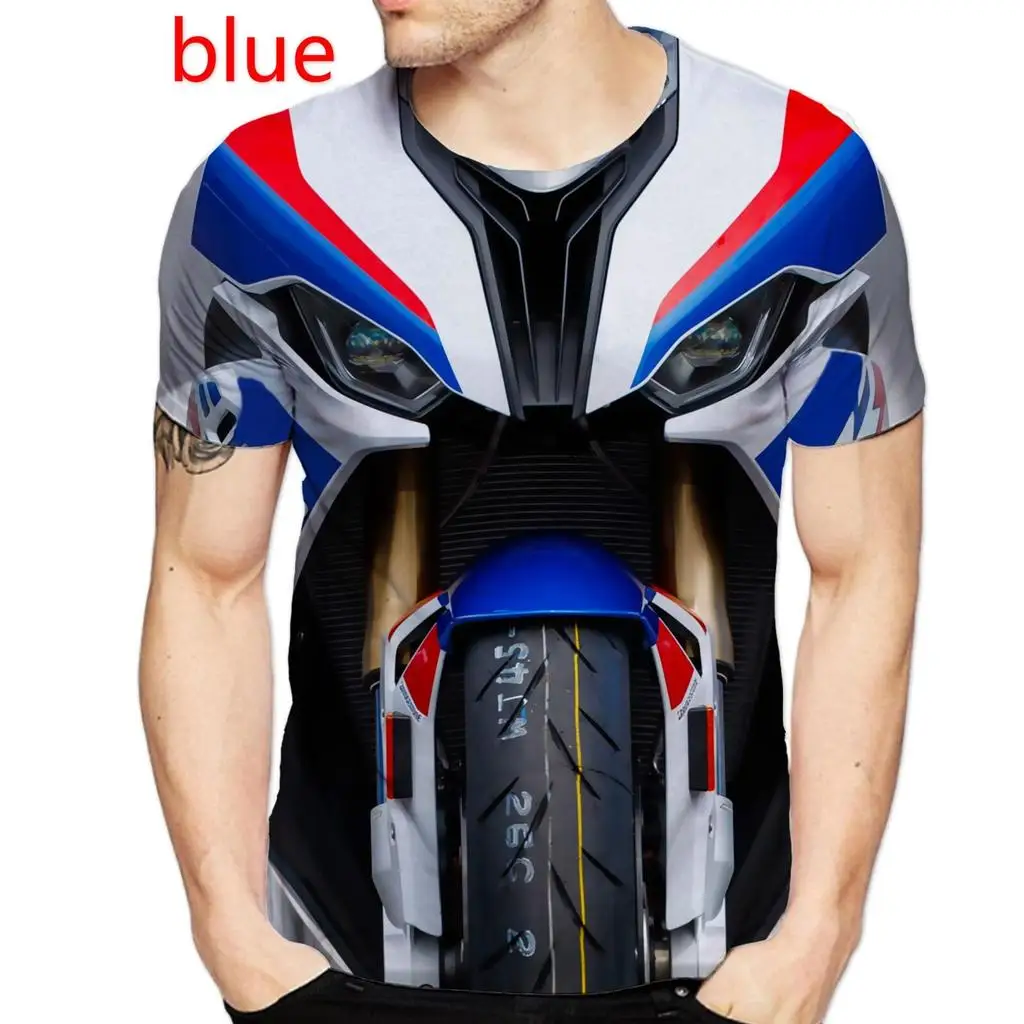T-shirt grafiche per moto cool con stampa 3D T-shirt casual a maniche corte stampate complete T-shirt da corsa automobilistica da uomo streetwear