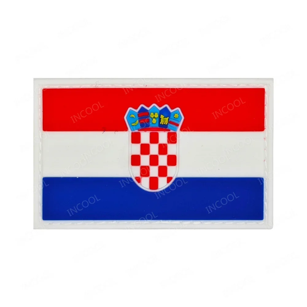 المطرزة كرواتيا العلم التصحيح الأشعة تحت الحمراء عاكسة أعلام Hrvatska بقع بولي كلوريد الفينيل المطاط الكرواتي شارات الكتف الزخرفية يزين #4