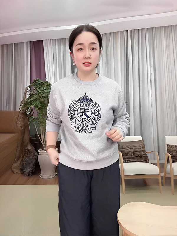 

Женская толстовка Thiened Fce, повседневная, с вышивкой, с длинными рукавами, для ношения под одеждой, теплая, удобная, из хлопка и льна, для зимы