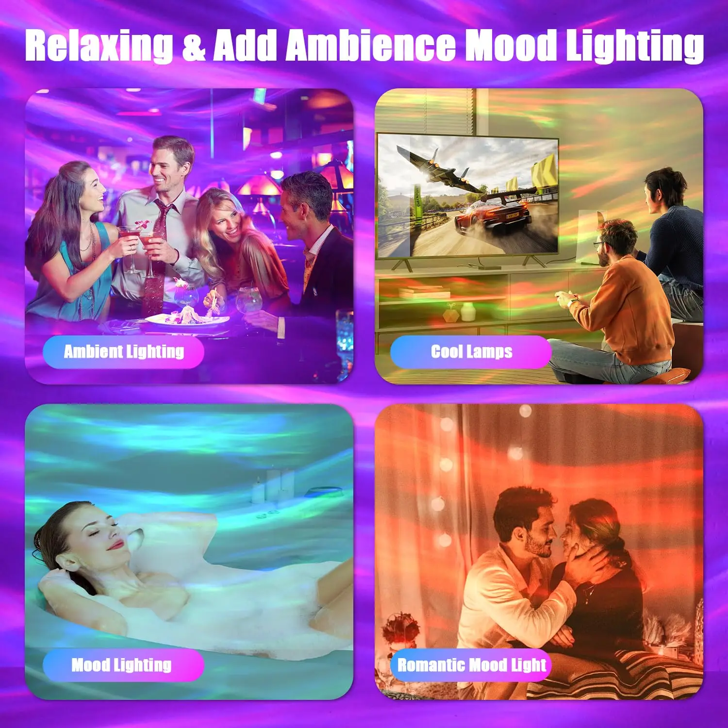 LED Night Light White Northern Lights Projector Light Remote Control 16 Colors USB Plug-in for Kids Room Decoration & Sleep Lamp