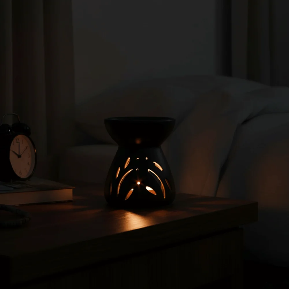 With Tealight Spoon Ceramic Candle Burner Handmade Heat-resistant Wax Melt Warmer Ornament 90ml Capacity Aromatherapy Stove