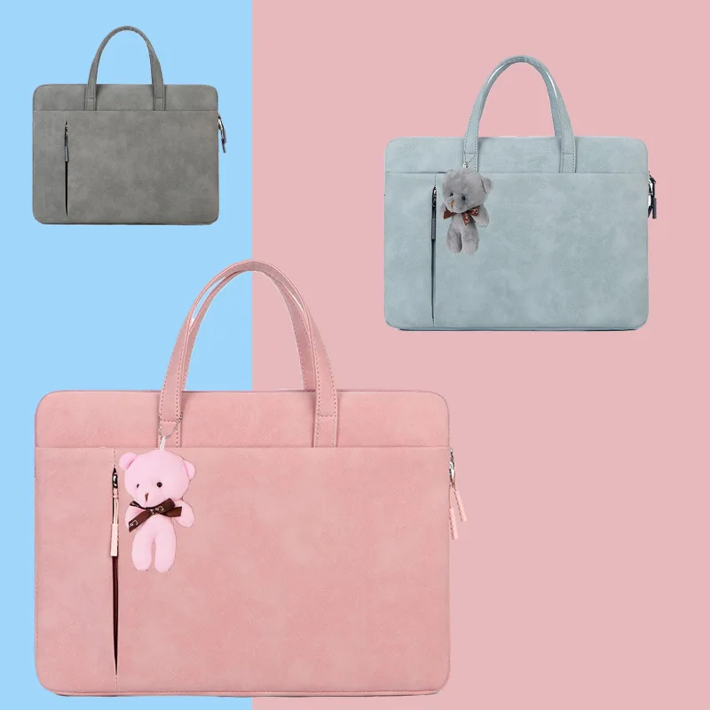 

Shockproof Brand PU Leather Laptop Bag 13,14,15.6,16 Inch,Lady Women Handbag Case For MacBook Air Pro M Notebook Computer 1177