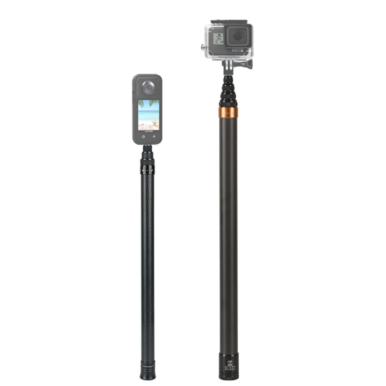 3.0M Carbon Fiber Extended Selfie Stick for Dji Osmo Action Insta360 GoPro Action Camera Sticks with 1/4 Screw for Phone Clip