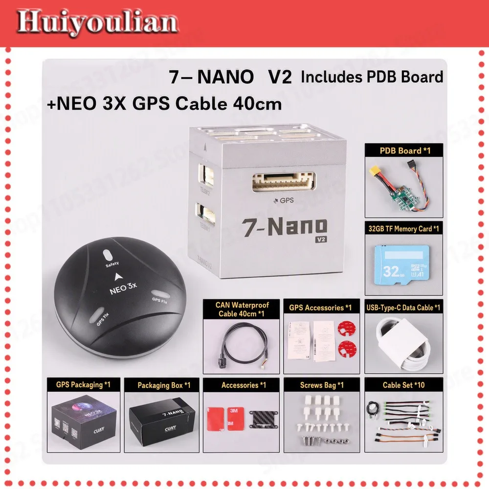 7-NANO V2 Flight Controller PDB NEO 3X GPS 40cm Dual IMU PX4 ArduPilot for Multirotor Fixed Wing Drone