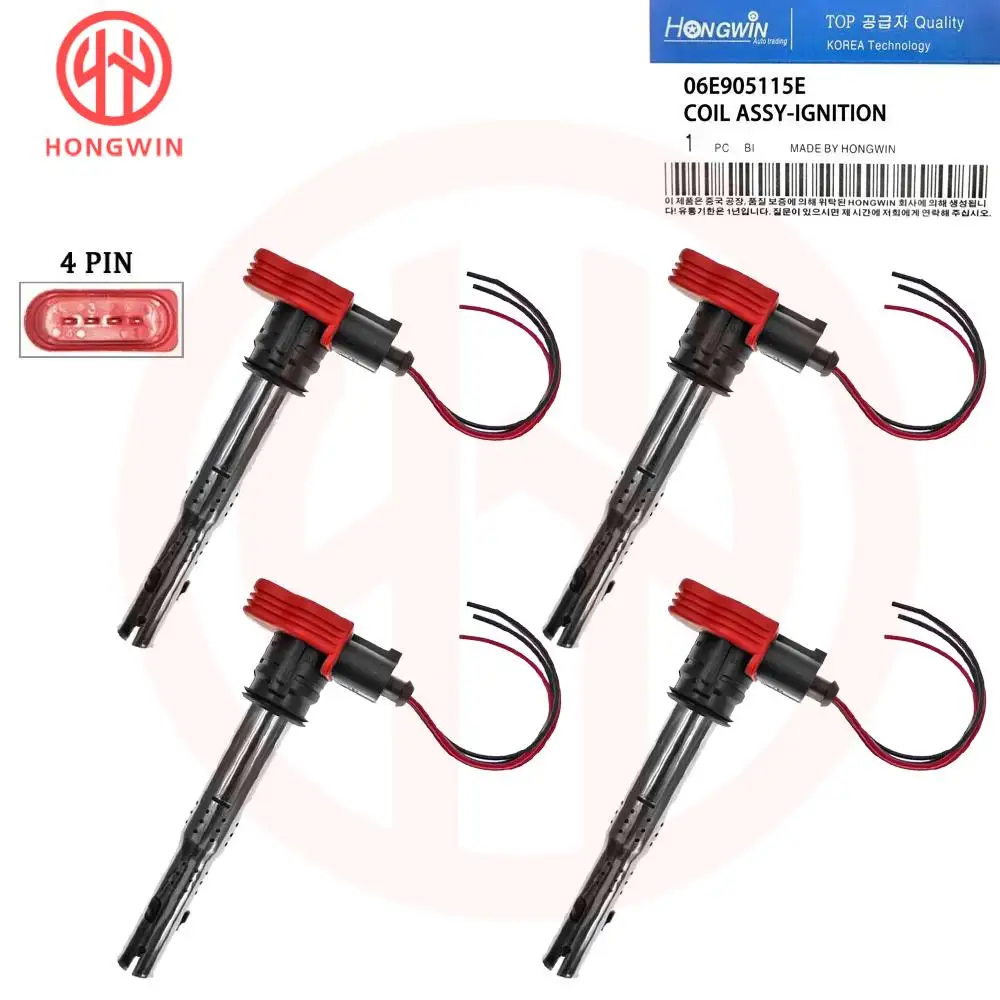 4pcs 06E905115E Ignition Coil Pack For Audi A3 A4 A5 R8 8P Quattro VW CC Golf GTI 2.0L 3.0L 3.2L V6 V8 FSI 06E905115D 06E905115C