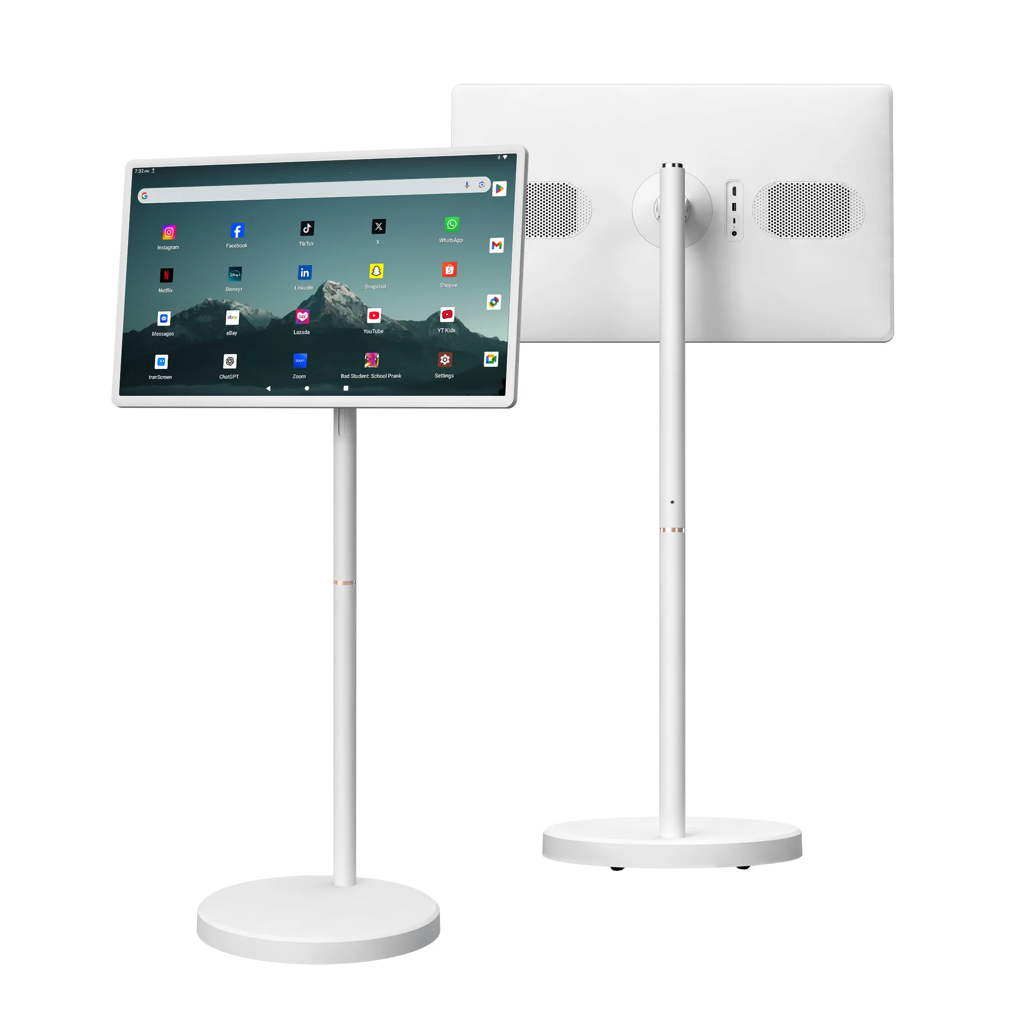 32 Inch White Portable LED Backlit HD Smart TV Interactive Display 1080p Rotate Projection Built-In Speakers