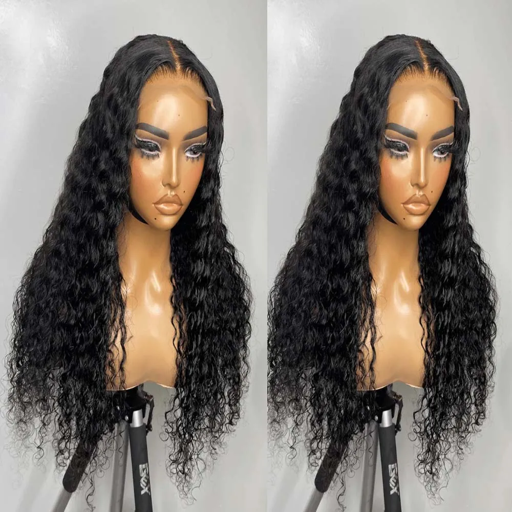 Soft 26Inch Natural Black Long Kinky Curly Glueless 180% Density Deep Lace Front Wig For Women Babyhair Preplucked Daily Cosplay