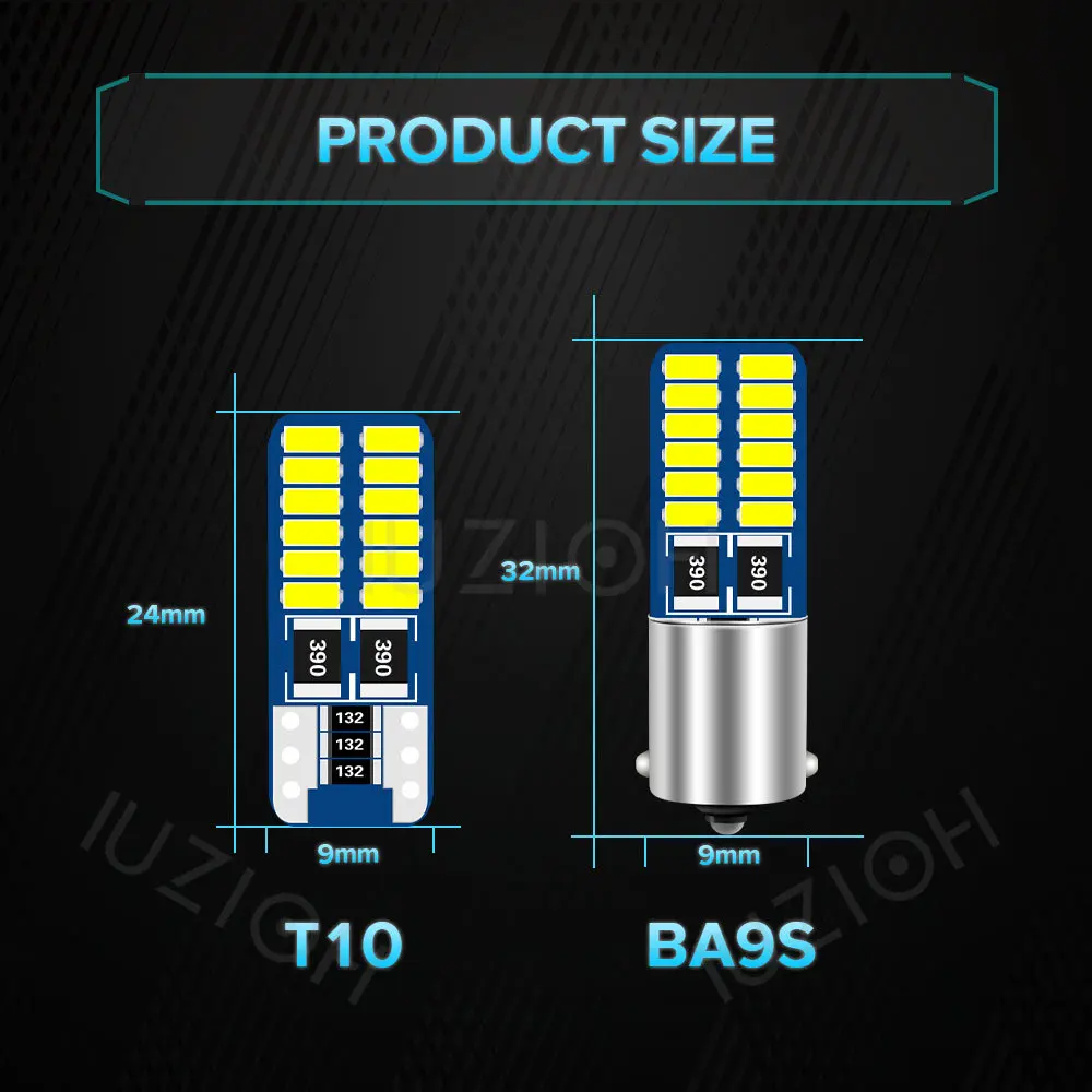 IUZIOH 4PCS C5W Led Lamp C10W Bulb Festoon 31 mm T10 BA9S 31mm 28mm 36mm 39mm 41mm Dome Warm White Car Interior Lights 12V 24V