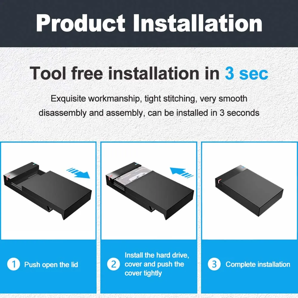 3.5 Inch SSD HDD Case External Hard Drive Enclosure SATA SSD HDD UASP USB 3.0 to SATA III 10TB Hard Drive SSD Case for PC Lapop