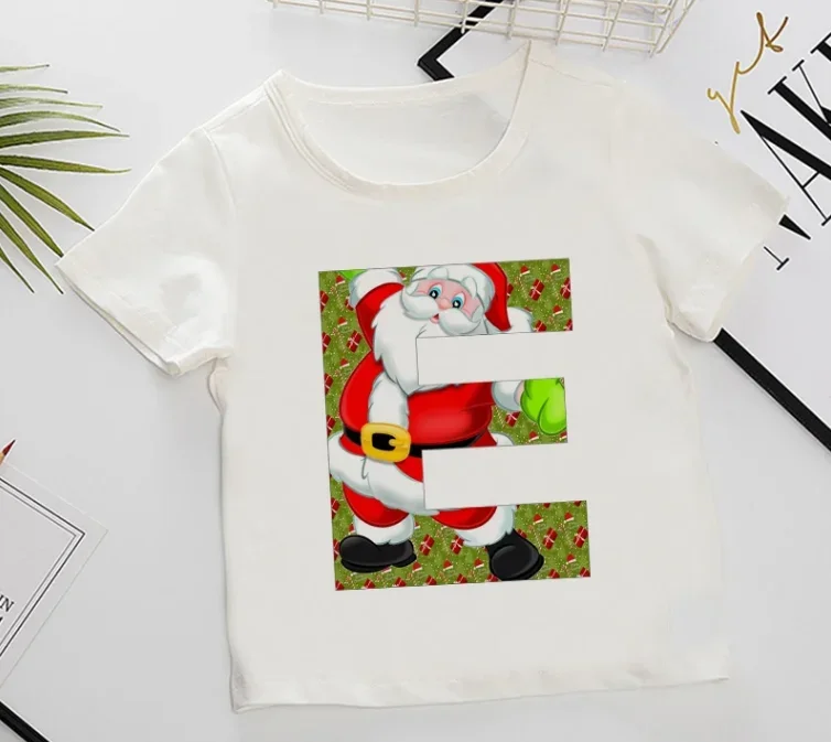 Desenhos animados infantis camiseta de árvore de natal, tops de algodão para crianças, presente de ano novo para meninas e meninos, verão