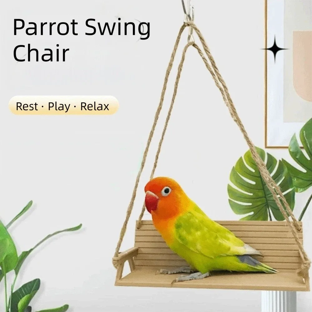 Durable Funny Bench-Style Bird Swing Creative Birdcage Decoration Parrot Hanging Bed with Chain Interactive Bird Bird Play