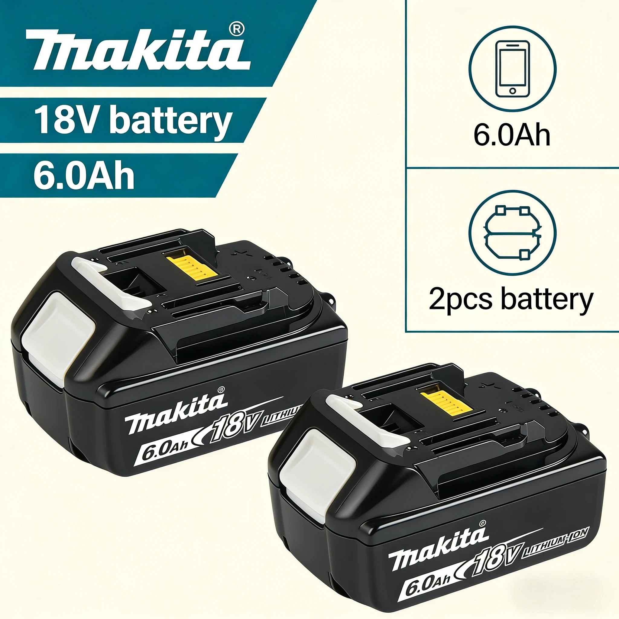 

100% Оригинальный аккумулятор Makita 3Ач/5Ач/6Ач, 18В, для моделей BL1830, BL1840, BL1850B. ◔ ◕