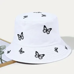 Unisex Fashion Embroidered Bucket Hat Adjustable Wide Brim Summer Fisherman Cap for Women Teens Girls