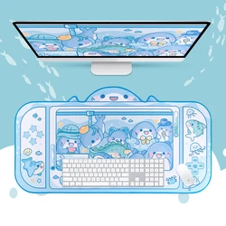 Tapis de souris de jeu extra large, requin bleu, média, grand bureau, polymère épaissi, ordinateur de bureau, clavier, ordinateur portable, sous-bureau, Kawaii